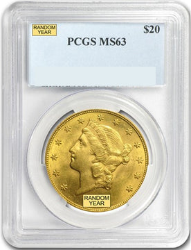 Random Date 1850-1907 Liberty $20 Gold Double Eagle PCGS MS63