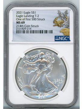 2021 American Silver Eagle Type 2 At Dusk & Dawn 35th Anniversary 214th NGC MS69