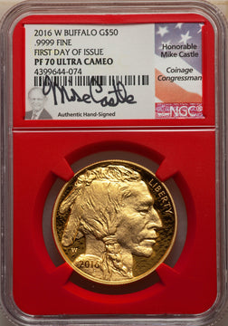 2016-W $50 Buffalo First Day of Issue NGC PF70
