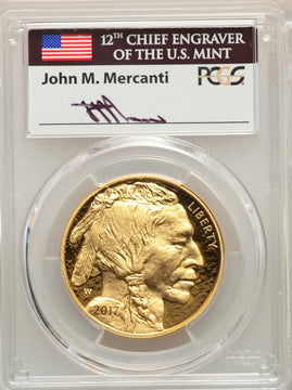2017-W $50 One-Ounce Gold Buffalo First Day of Issue Mercanti PCGS PR70
