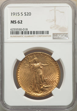 1915-S $20 Saint-Gaudens Double Eagle NGC MS62
