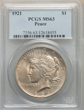 1921 S$1 Peace Dollar PCGS MS63