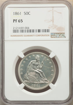1861 50C Proof Seated Half Dollar NGC PR65