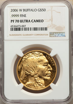 2006-W $50 One-Ounce Gold Buffalo .9999 Fine Gold NGC PF70