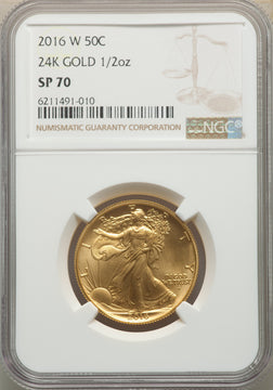 2016-W 50C 24K Gold Half-Ounce SP NGC SP70