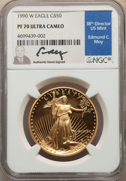 1990-W $50 One-Ounce Gold Eagle NGC PF70