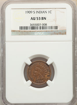 1909-S 1C Indian BN Indian Cent NGC AU53