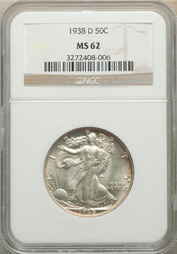 1938-D 50C Walking Liberty Half Dollar NGC MS62