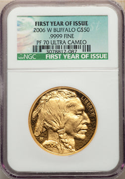 2006-W $50 One-Ounce Gold Buffalo .9999 Fine Gold NGC PF70