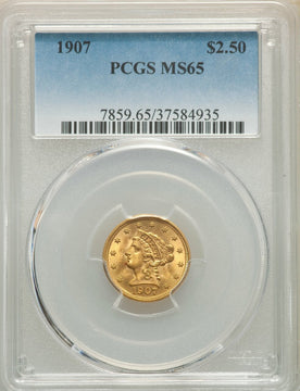 1907 $2.50 Liberty Quarter Eagle PCGS MS65