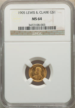 1905 G$1 Lewis and Clark Commemorative Gold NGC MS64