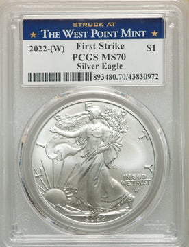 2022-(W) S$ Silver Eagle Struck at West Point FS PCGS MS70