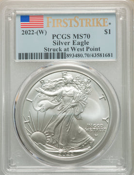 2022-(W) S$ Silver Eagle Struck at West Point FS PCGS MS70