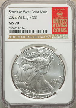 2022-(W) S$ Silver Eagle Struck at West Point NGC MS70