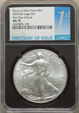 2022-(W) S$ Silver Eagle Struck at West Point FDI NGC MS70