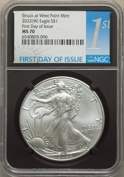 2022-(W) S$ Silver Eagle Struck at West Point FDI NGC MS70