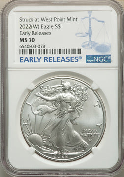 2022 (W) Silver Eagle Struck at West Point NGC MS70
