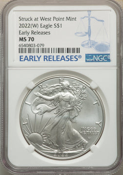 2022-(W) S$ Silver Eagle Struck at West Point FS NGC MS70