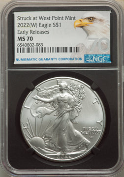 2022-(W) S$ Silver Eagle Struck at West Point FS NGC MS70