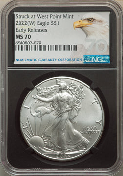 2022-(W) S$ Silver Eagle Struck at West Point FS NGC MS70