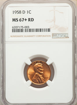 1958-D 1C RD NGC Plus Lincoln Cent NGC MS67+