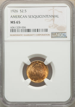 1926 $2.50 SESQUI Commemorative Gold NGC MS65