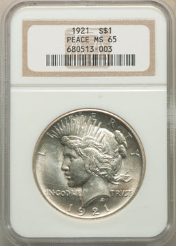 1921 $1 Peace Dollar NGC MS65