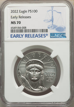 2022 $100 One-Ounce Platinum Eagle Statue of Liberty FS NGC MS70