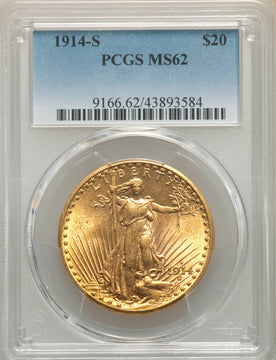1914-S $20 Saint-Gaudens Double Eagle PCGS MS62