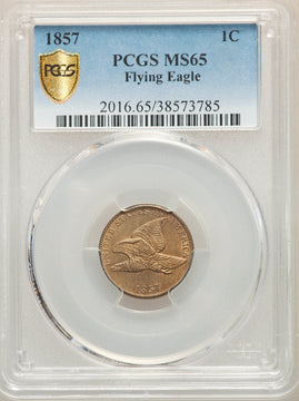 1857 1C Flying Eagle Cent PCGS MS65