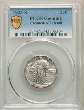 1923-S 25C Genuine Standing Liberty Quarter Genuine PCGS AU50