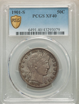 1901-S 50C Barber Half Dollar PCGS XF40