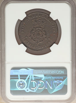 1723 Rosa Americana Twopence BN Colonials NGC AU53