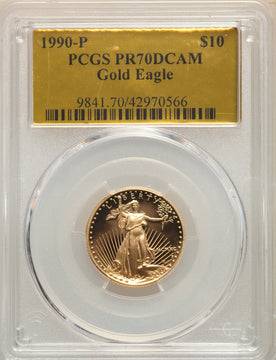 1990-P $10 Quarter-Ounce Gold Eagle PCGS PR70DCAM