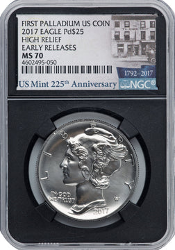 2017 $25 Palladium High Relief First Strike NGC MS70