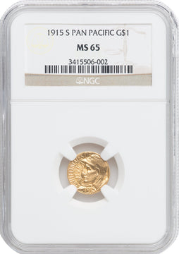 1915-S G$1 PAN-PAC Gold Dollar Commemorative Gold NGC MS65