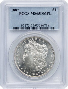 1887 $1 DM Morgan Dollar PCGS MS65