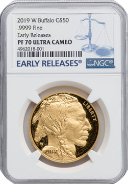 2019-W $50 One-Ounce American Buffalo .9999 Fine Gold First Strike NGC PF70