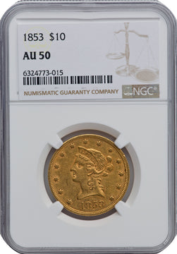 1853 $10 Liberty Eagle NGC AU50