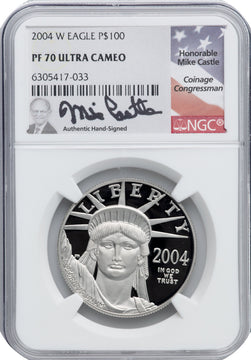 2004-W P$100 One-Ounce American Platinum Eagle Statue of Liberty NGC PF70