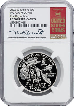 2022-W $100 One-Ounce Platinum Eagle Freedom of Speech FDI NGC PF70