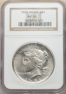 1921 $1 Peace Dollar NGC MS64