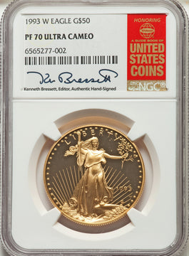 1993-W $50 One-Ounce Gold Eagle NGC MS70