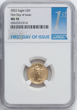 2022 $5 Tenth Ounce Gold Eagle FDI NGC MS70