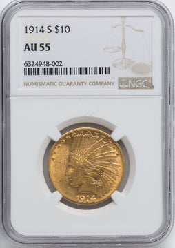 1914-S $10 Indian Eagle NGC AU55