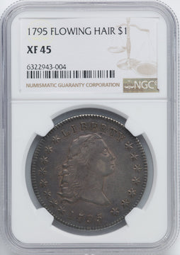 1795 S$1 Flowing Hair Three Leaves Early Dollar NGC XF45