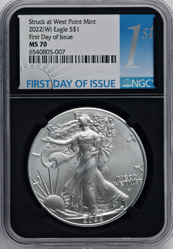 2022-(W) S$ Silver Eagle Struck at West Point FDI NGC MS70