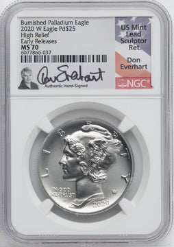 2020-W $25 Burnished Palladium Early Releases NGC MS70 Don Everhart