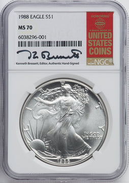 1988 S$1 Silver Eagle NGC MS70