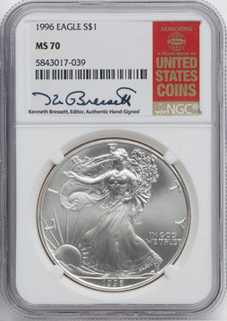 1996 S$1 Silver Eagle NGC MS70